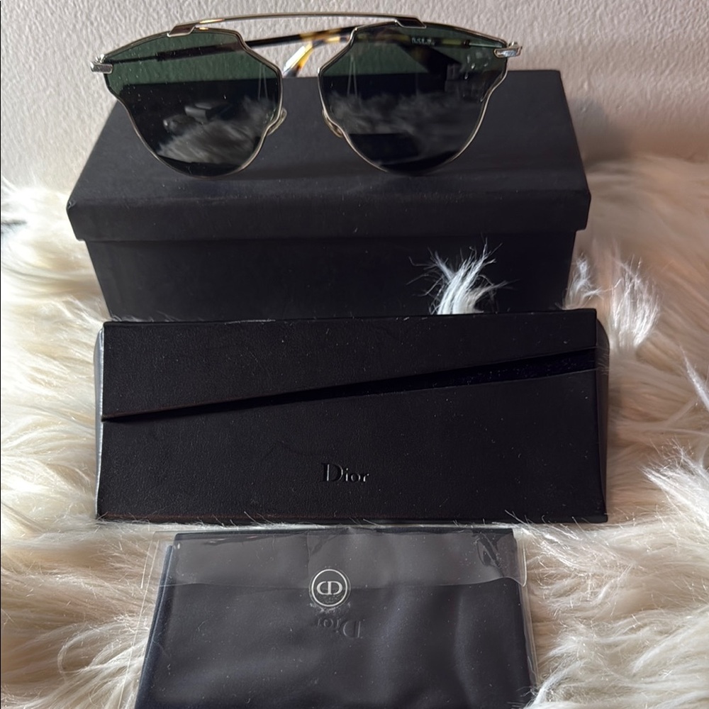 Dior Aviator Sunglasses Silver Metal Frame Dark Lenses